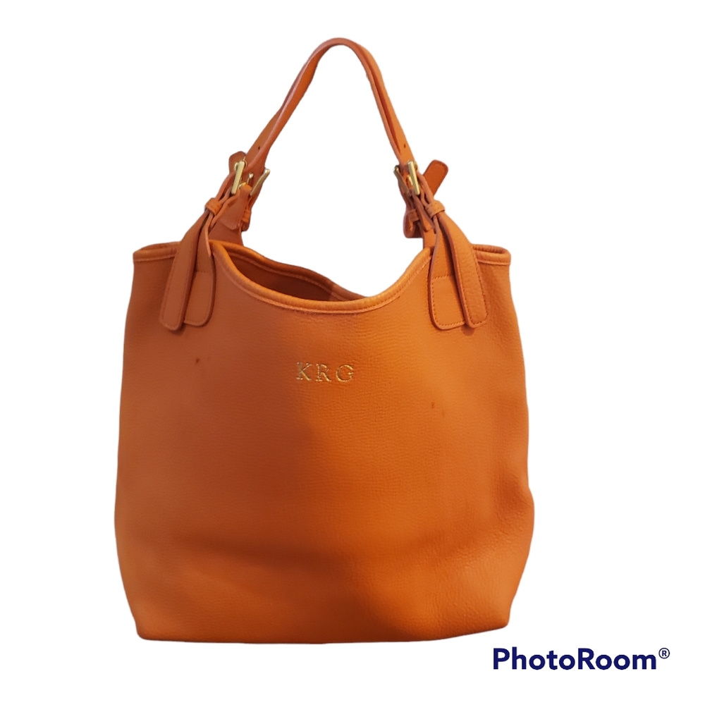 GiGi New York Olivia Shopper Large Pebbled Leather orange Tangerine